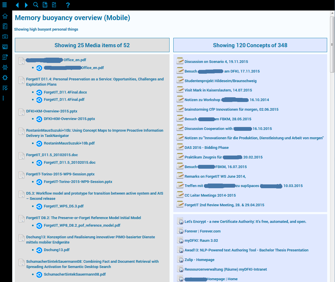 PIMO5 overview page showing the high buoyant resources which are synced to the device