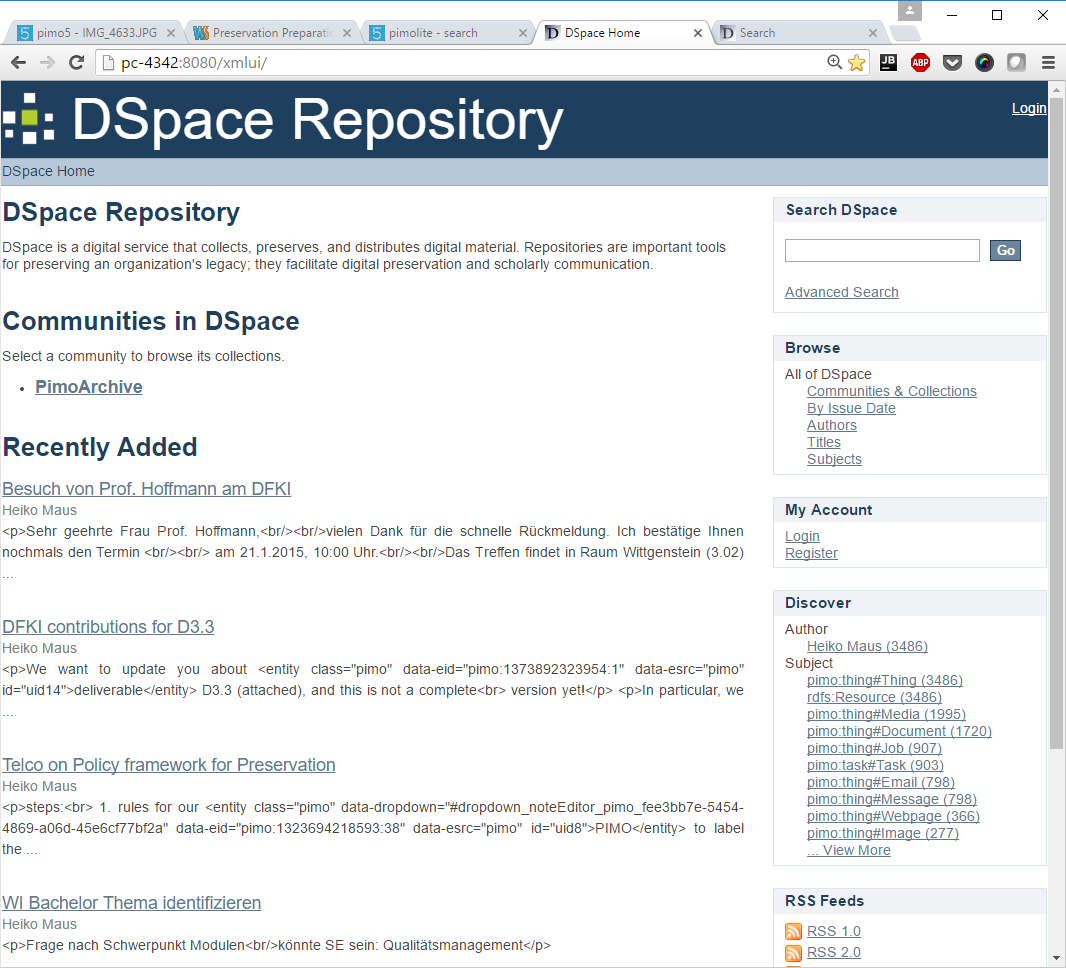 DSpace installation at DFKI.
