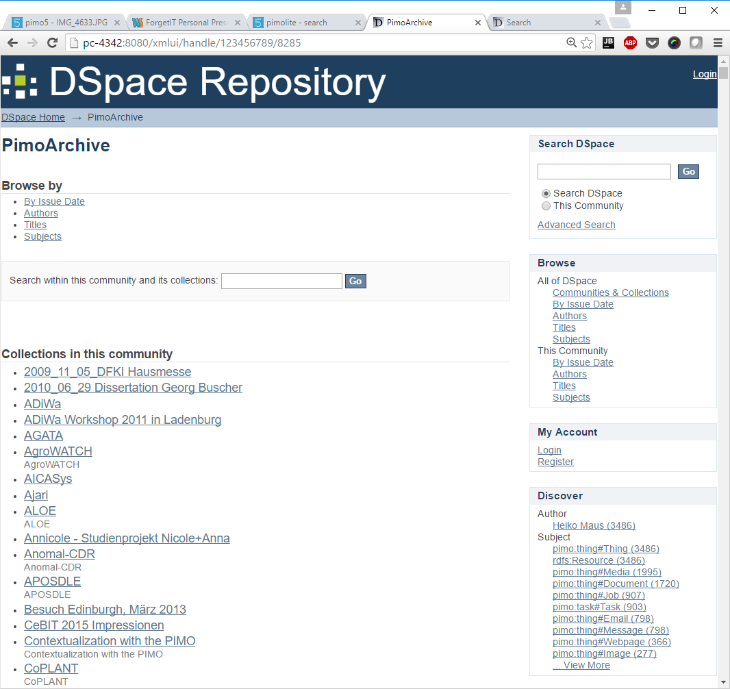 The DSpace community PIMOArchive.